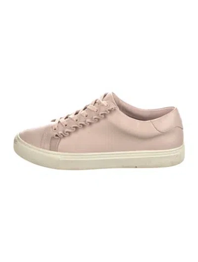 Pre-owned Tory Sport Leather Ruffle Embellishment Sneakers In Pink