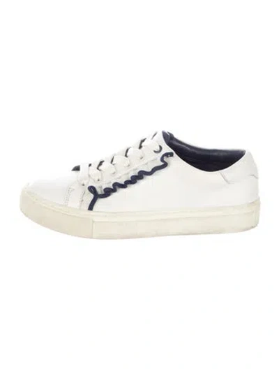 Pre-owned Tory Sport Leather Ruffle Embellishment Sneakers In White
