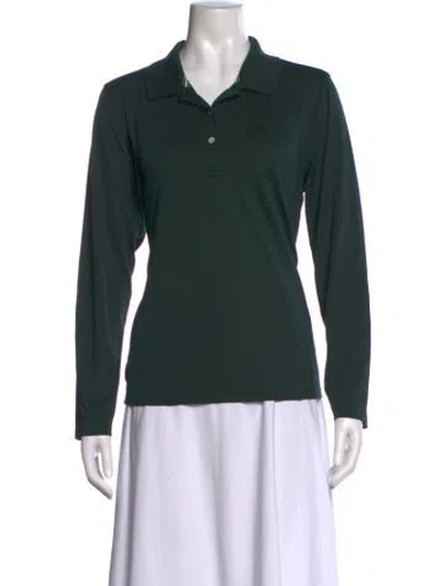 Pre-owned Tory Sport Long Sleeve Polo In Green