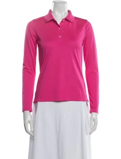 Pre-owned Tory Sport Long Sleeve Polo In Pink