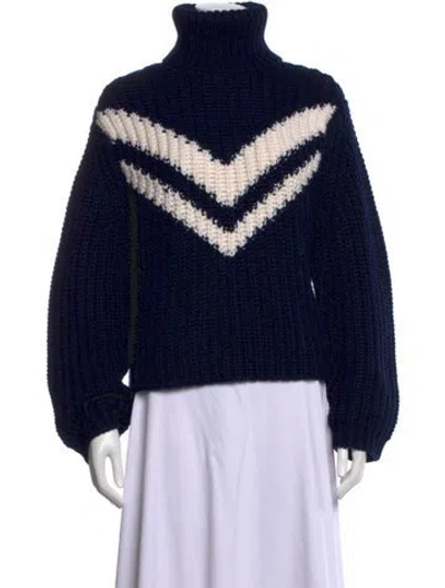 Pre-owned Tory Sport Merino Wool Colorblock Pattern Sweater In Blue