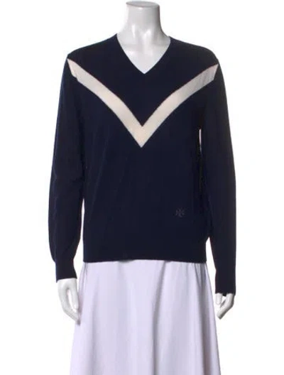 Pre-owned Tory Sport Merino Wool Colorblock Pattern Sweater In Blue