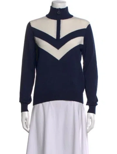 Pre-owned Tory Sport Merino Wool Colorblock Pattern Sweater In Blue