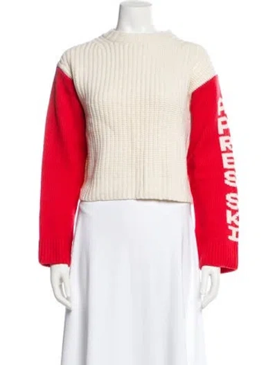Pre-owned Tory Sport Merino Wool Colorblock Pattern Sweater In Neutral