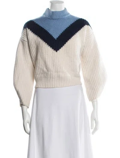 Pre-owned Tory Sport Merino Wool Colorblock Pattern Sweater In Neutral