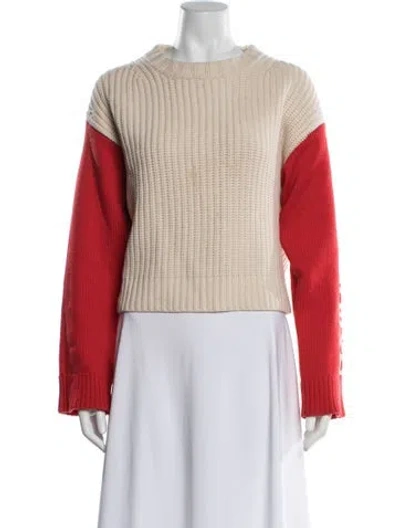 Pre-owned Tory Sport Merino Wool Colorblock Pattern Sweater In Neutral