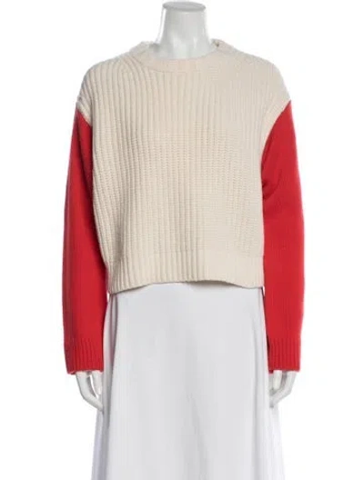 Pre-owned Tory Sport Merino Wool Colorblock Pattern Sweater In Red
