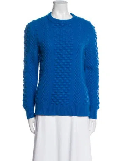 Pre-owned Tory Sport Merino Wool Crew Neck Sweater In Blue