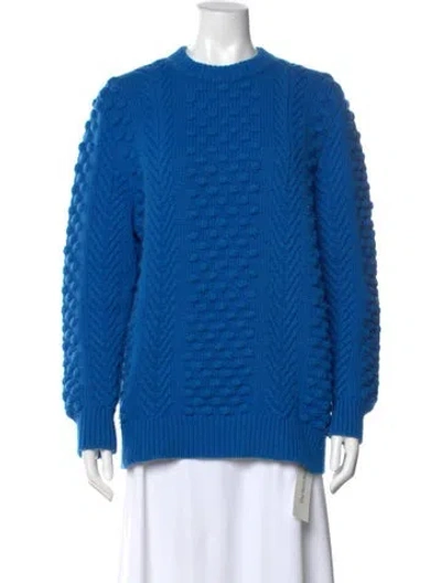 Pre-owned Tory Sport Merino Wool Crew Neck Sweater In Blue