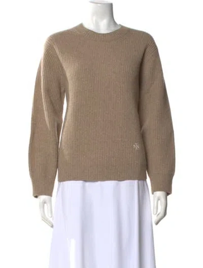 Pre-owned Tory Sport Merino Wool Crew Neck Sweater In Brown