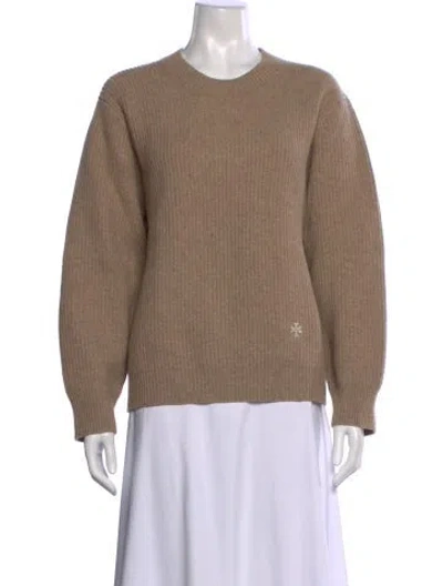 Pre-owned Tory Sport Merino Wool Crew Neck Sweater In Brown