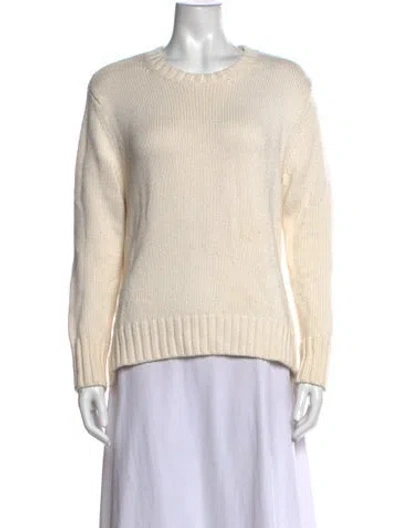 Pre-owned Tory Sport Merino Wool Crew Neck Sweater In Neutrals