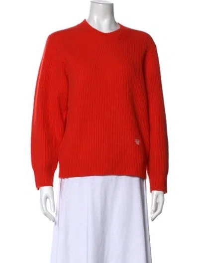 Pre-owned Tory Sport Merino Wool Crew Neck Sweater In Orange