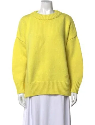 Pre-owned Tory Sport Merino Wool Crew Neck Sweater W/ Tags In Yellow