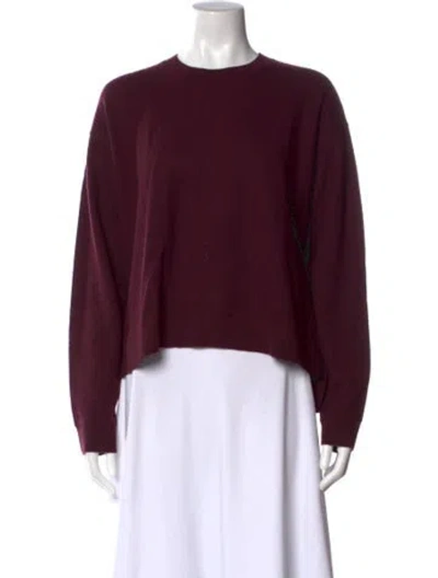 Pre-owned Tory Sport Merino Wool Crew Neck Sweatshirt In Burgundy