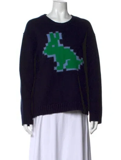 Pre-owned Tory Sport Merino Wool Graphic Print Sweater In Black