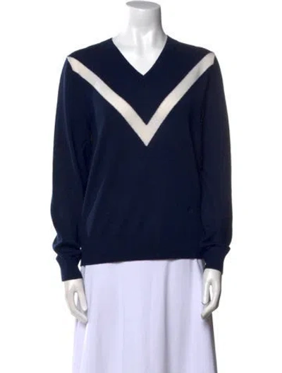 Pre-owned Tory Sport Merino Wool Graphic Print Sweater In Blue
