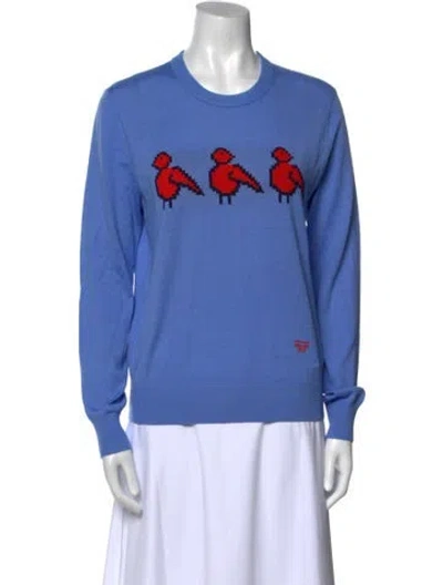 Pre-owned Tory Sport Merino Wool Graphic Print Sweater In Blue