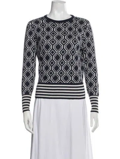 Pre-owned Tory Sport Merino Wool Graphic Print Sweater In Blue/white