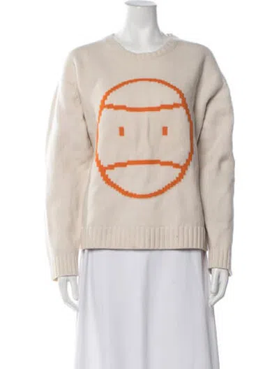 Pre-owned Tory Sport Merino Wool Graphic Print Sweater In Neutrals