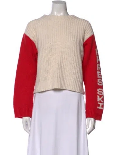 Pre-owned Tory Sport Merino Wool Graphic Print Sweater In Red