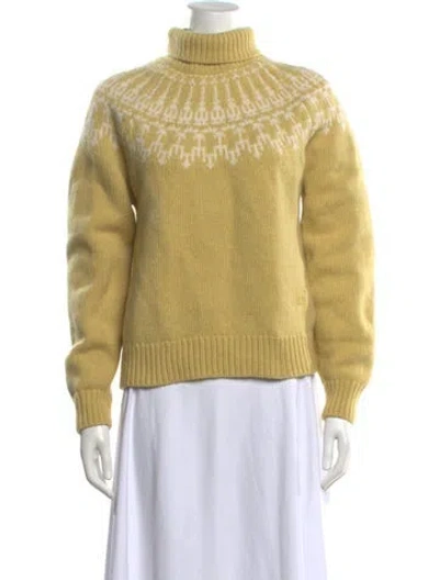 Pre-owned Tory Sport Merino Wool Graphic Print Sweater In Yellow