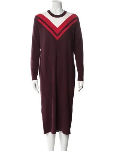 Pre-owned Tory Sport Merino Wool Midi Length Dress W/ Tags In Burgundy