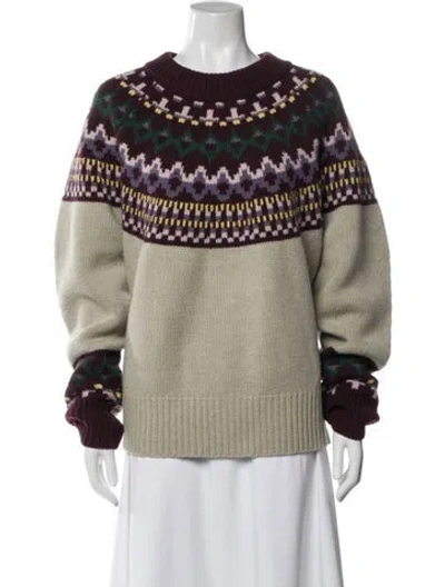 Pre-owned Tory Sport Merino Wool Paisley Print Sweater In Neutral