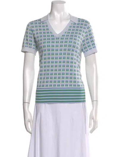 Pre-owned Tory Sport Merino Wool Patterned Polo In Blue