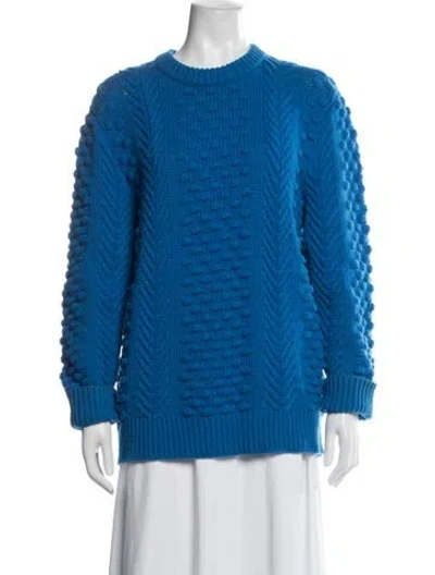 Pre-owned Tory Sport Merino Wool Patterned Sweater In Blue