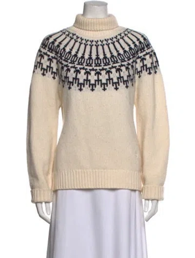 Pre-owned Tory Sport Merino Wool Patterned Sweater In Blue/neutrals