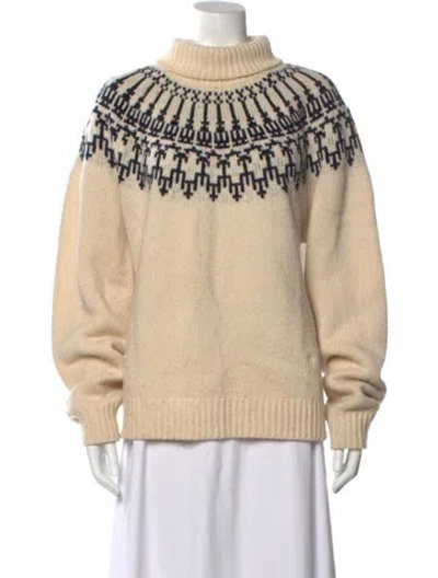 Pre-owned Tory Sport Merino Wool Patterned Sweater In Neutrals