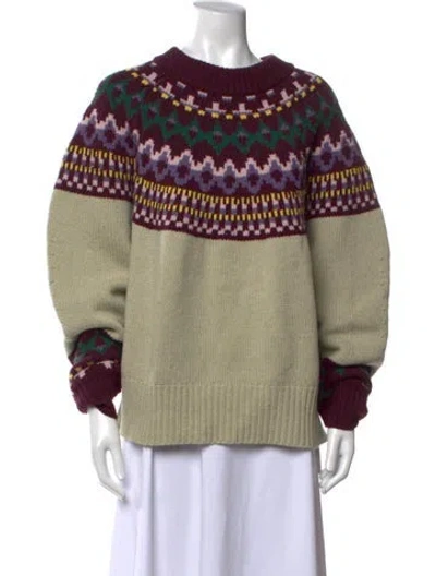 Pre-owned Tory Sport Merino Wool Patterned Sweater In Purple