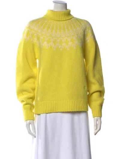 Pre-owned Tory Sport Merino Wool Patterned Sweater In Yellow