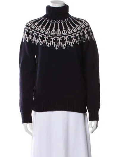 Pre-owned Tory Sport Merino Wool Printed Sweater In Blue