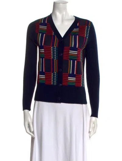 Pre-owned Tory Sport Merino Wool Printed Sweater In Blue