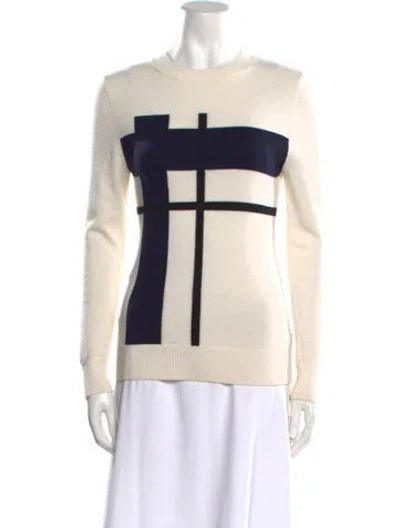 Pre-owned Tory Sport Merino Wool Printed Sweater In Neutral