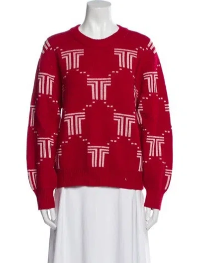 Pre-owned Tory Sport Merino Wool Printed Sweater In Red