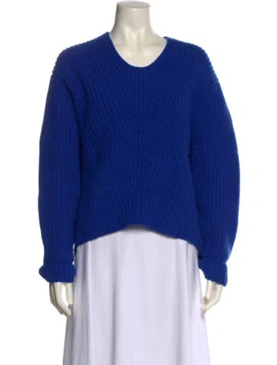 Pre-owned Tory Sport Merino Wool Scoop Neck Sweater In Blue