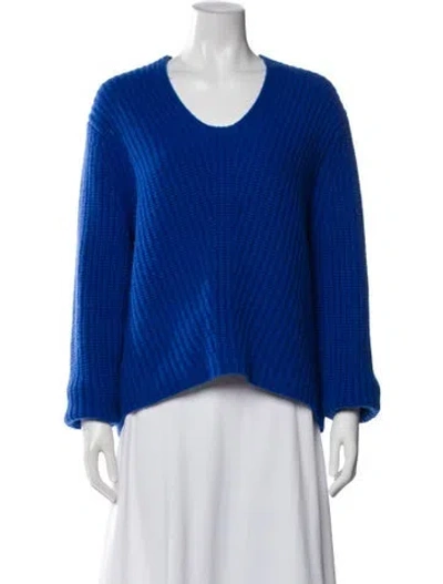 Pre-owned Tory Sport Merino Wool Scoop Neck Sweater In Blue
