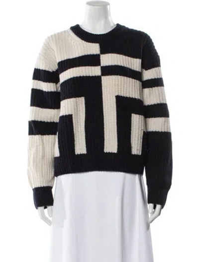 Pre-owned Tory Sport Merino Wool Striped Sweater In Neutral