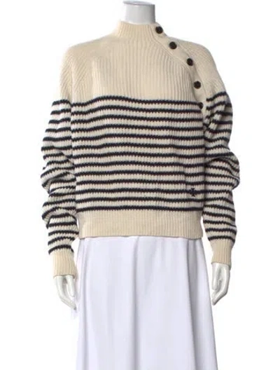 Pre-owned Tory Sport Merino Wool Striped Sweater In Neutrals