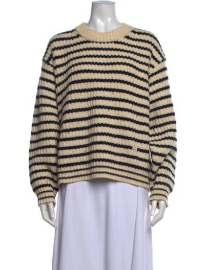Pre-owned Tory Sport Merino Wool Striped Sweater In Neutrals