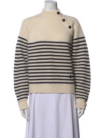 Pre-owned Tory Sport Merino Wool Striped Sweater In Neutrals