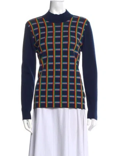 Pre-owned Tory Sport Merino Wool Striped Top In Blue