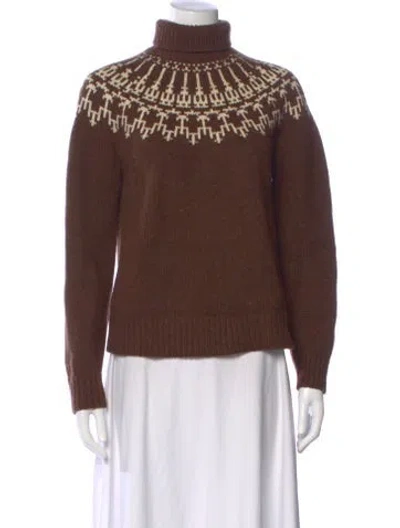 Pre-owned Tory Sport Merino Wool Turtleneck Sweater In Brown