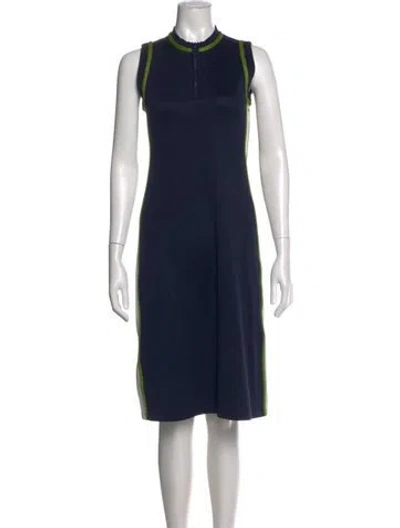 Pre-owned Tory Sport Mock Neck Knee-length Dress In Blue
