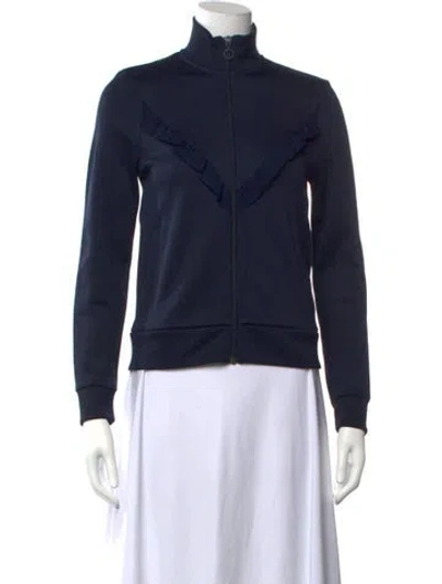 Pre-owned Tory Sport Mock Neck Long Sleeve Sweatshirt In Blue