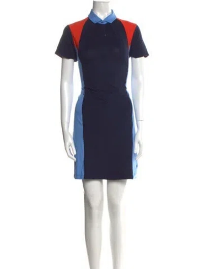 Pre-owned Tory Sport Mock Neck Mini Dress In Blue