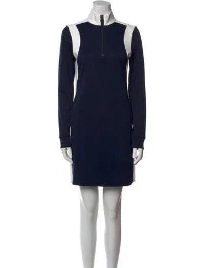 Pre-owned Tory Sport Mock Neck Mini Dress In Blue
